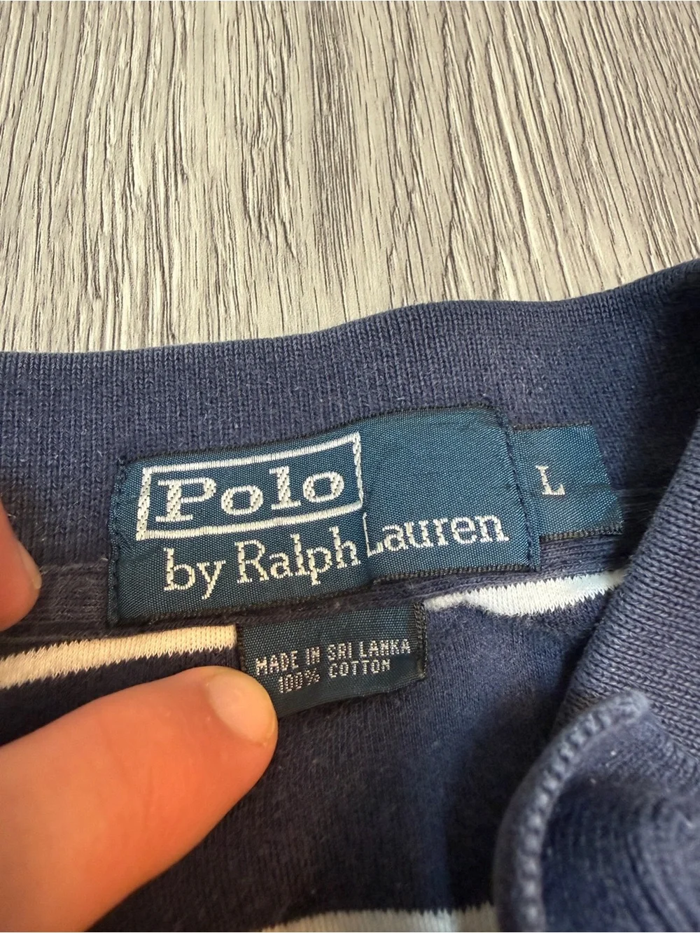 Classic Soft Polo By Ralph Lauren Navy With White Stripes Size L, Pre-Owned  Z3